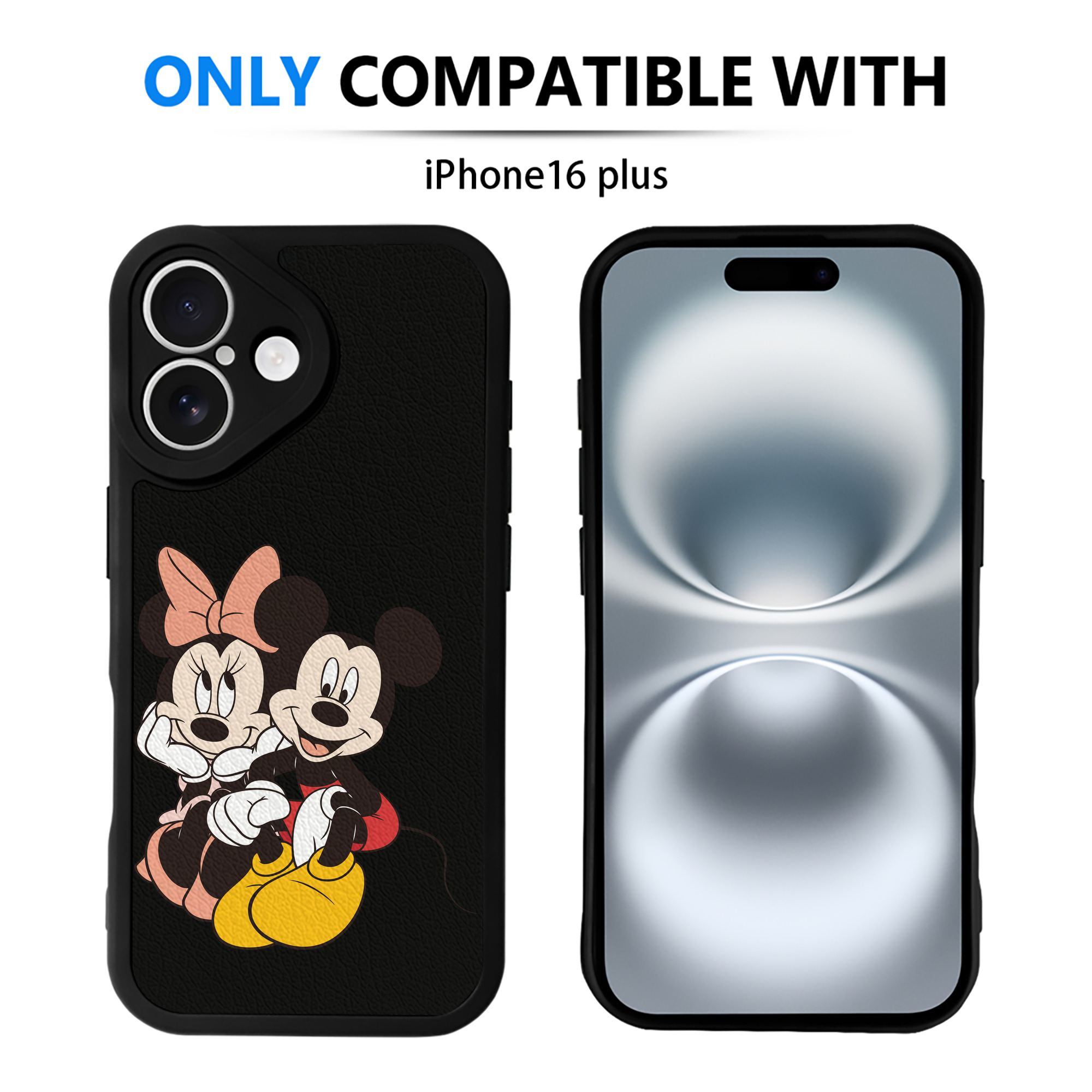 （画像用） ミッキーマウス Mickey Mouse 【iPhone 16シリーズ対応】シリコンスマホケース（レザー調） 材質：シリコン